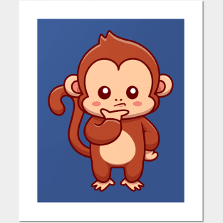 Cute Monkey Confused Cartoon Posters and Art